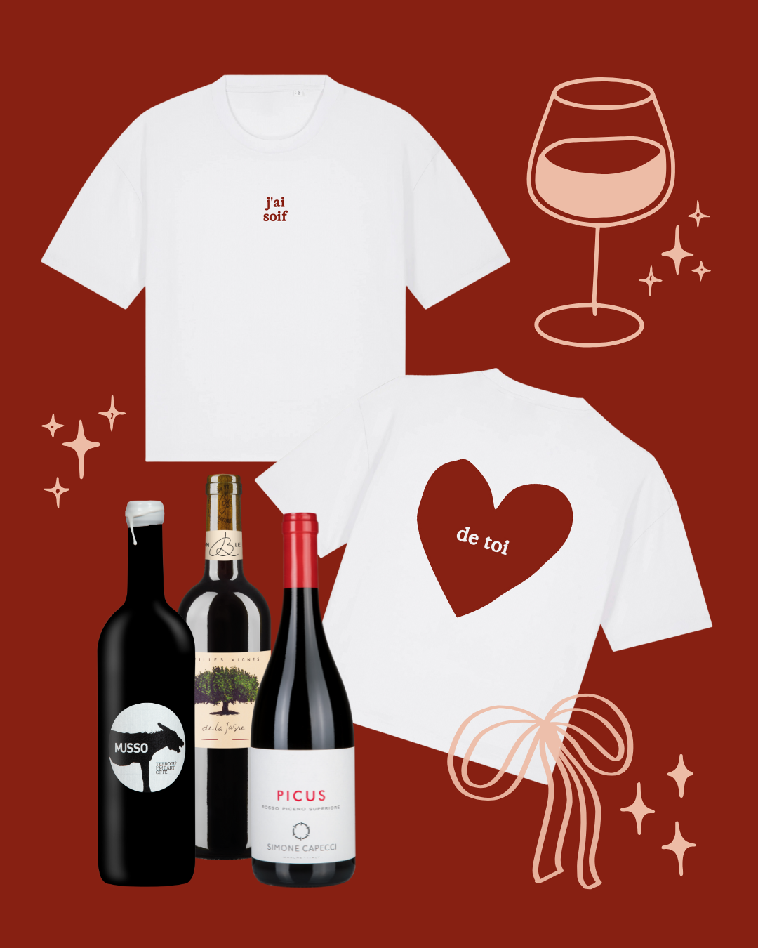 Rotwein & T-Shirt schenken